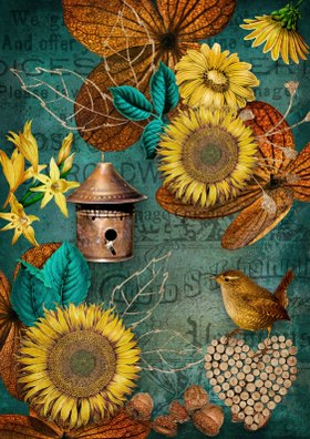 Decoupage Queen Rice Paper Autumn Sunflowers #0490