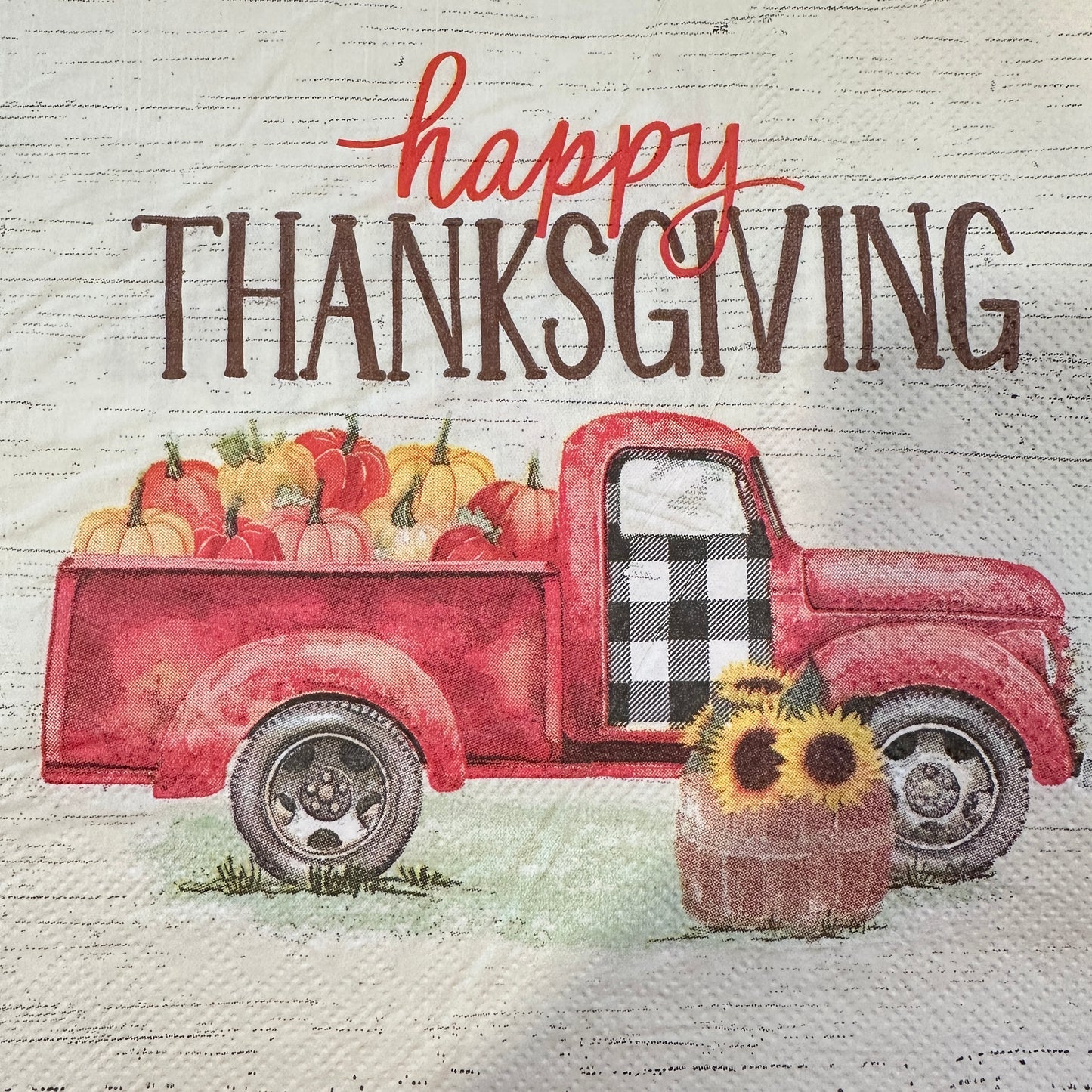 Happy Thanksgiving Truck LUNCH Napkin (set of 2)