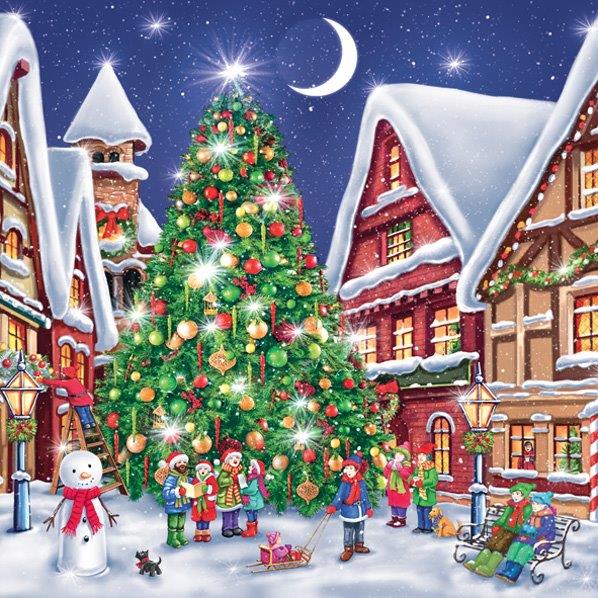 Christmas Night Napkin LUNCH Size (Set of 2)