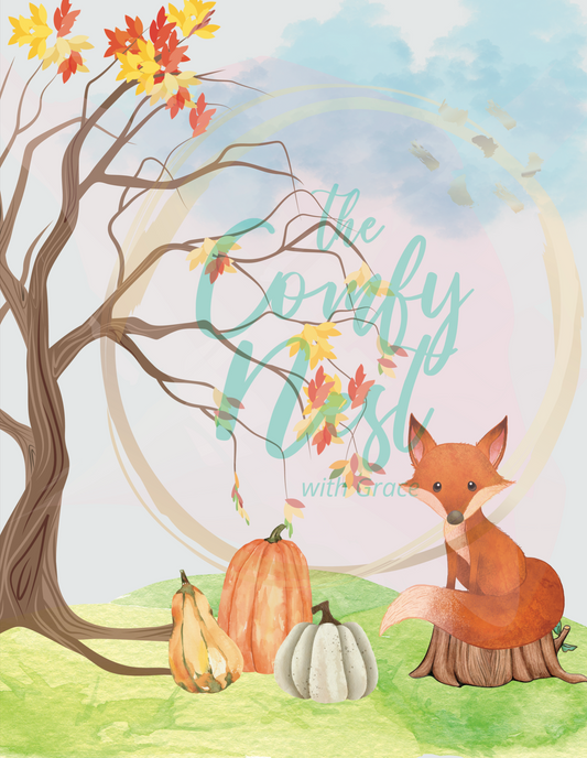 Fall Fox Digital Download with Bonus Fall Leaves Download