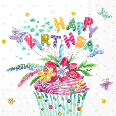 Birthday Cupcake Cocktail Napkin (Set of 2)