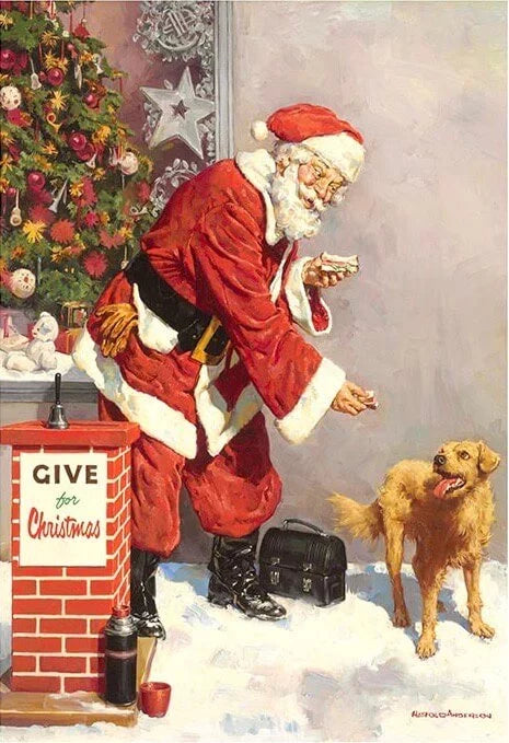 Paper Designs Rice Paper Christmas Santa with Dog 0299