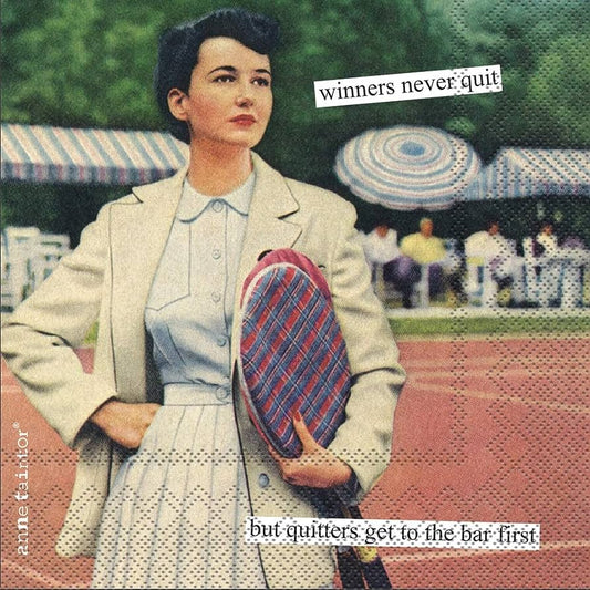 Winners Quitters Sassy Cocktail Napkin (Set of 2)