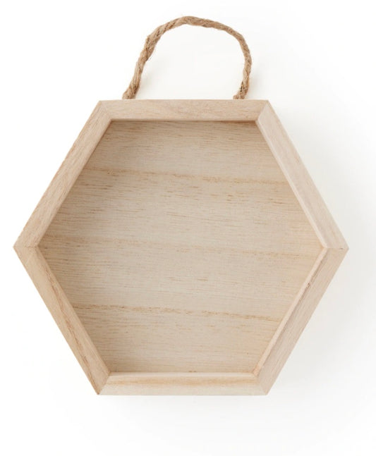 Wooden Hexagon 6" x 5" Shadow Box