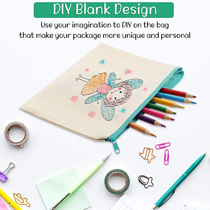 Canvas Zippered Bags/Pouch -Set of 3