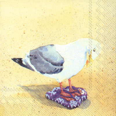 Funny Seagulls Ice Cream / Flip Flops Napkin Set of 2 (Luncheon Size)
