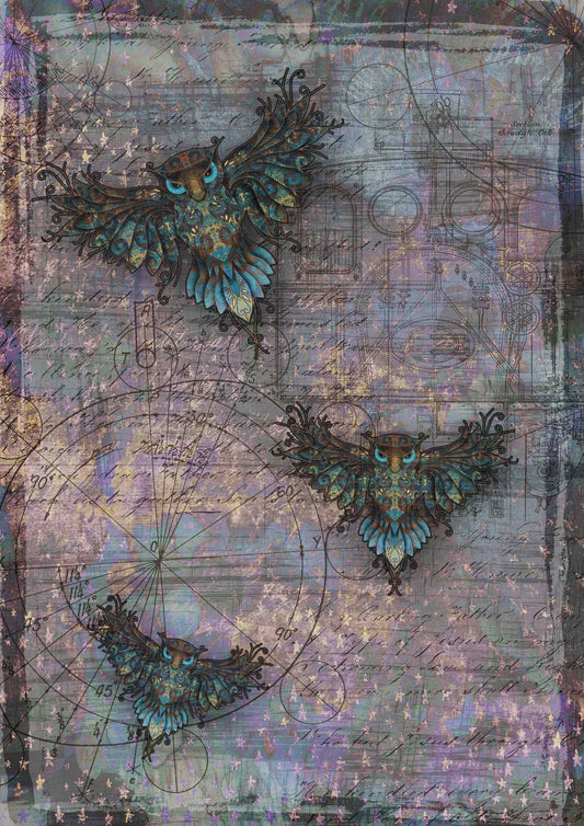 Decoupage Queen Hobbilicious Owl Steampunk #0215
