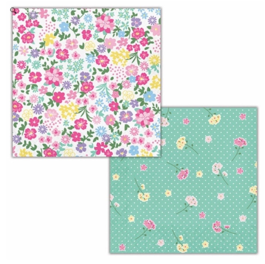 Tea Party Floral Lunch Napkin (Set of 2) Double Sided