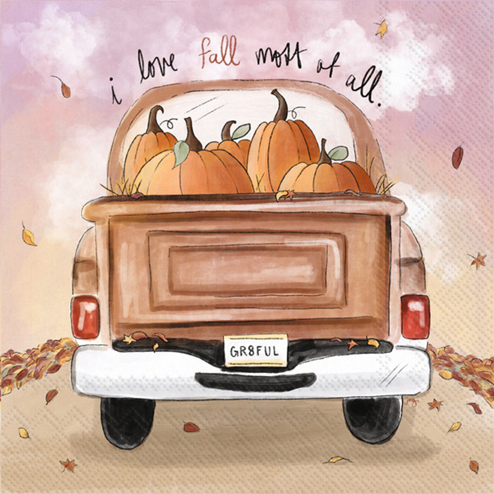 I love Fall Vintage Truck Cocktail Napkin (Set of 2)