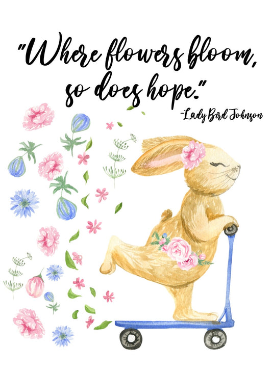 Bunny on Scooter Printable 8X10"