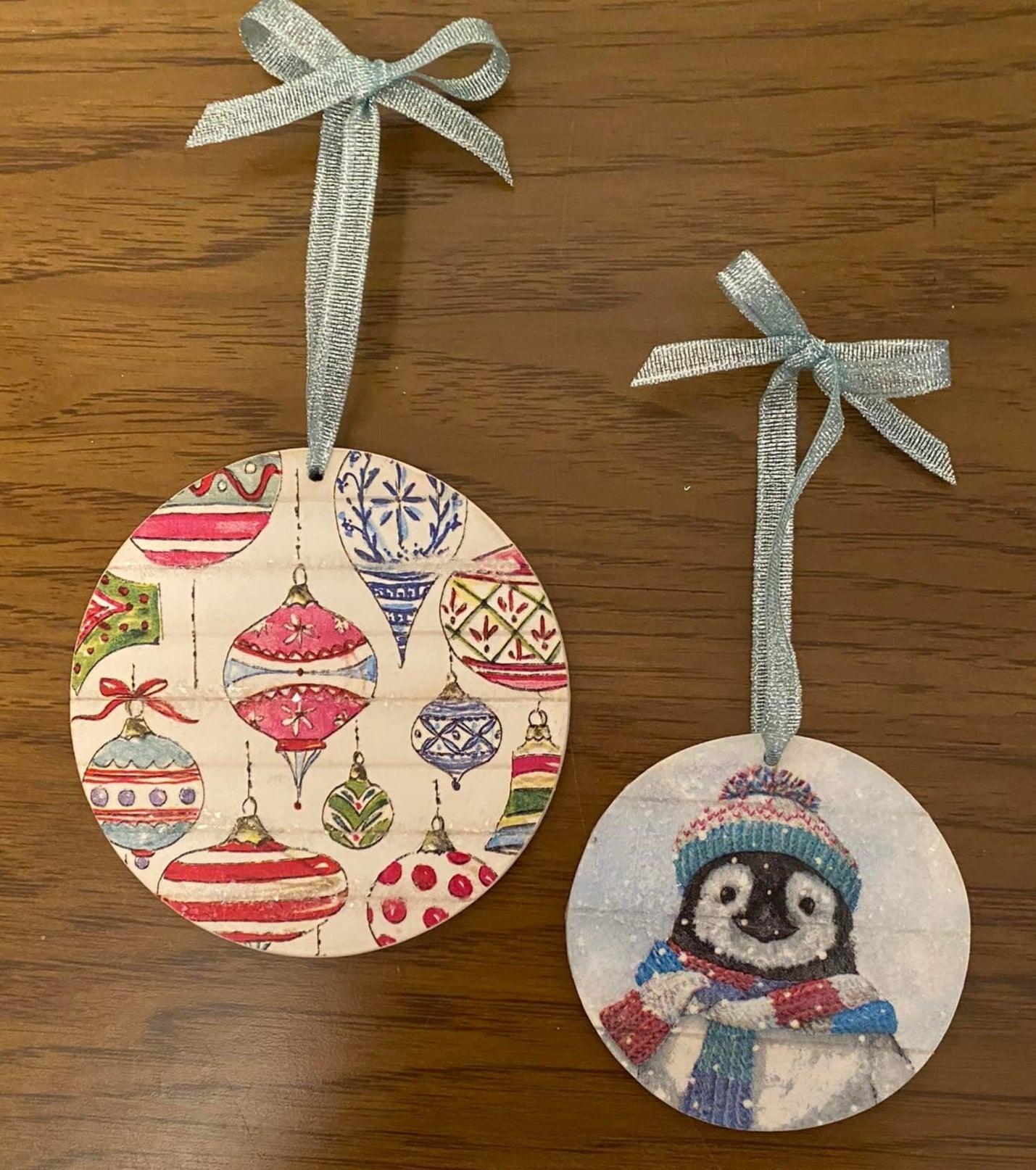 Set of 3 Faux Wood Pallet Ornament 4"
