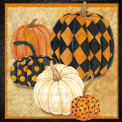 Patterned Pumpkins Cocktail Napkin (Set of 2)