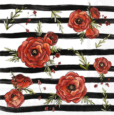 Peonies & Stripes Cocktail Napkin (Set of 2)