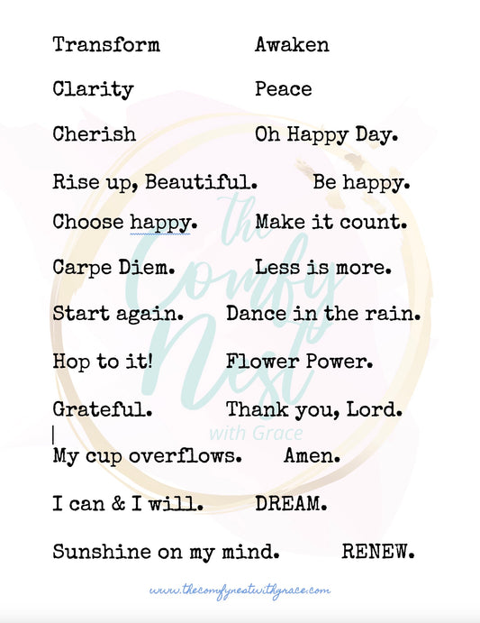 Art Journal Cut Out Words & Phrases Digital Download Printable 3 Pages