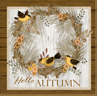 Hello Autumn Harvest Wreath Cocktail Napkin (Set of 2)