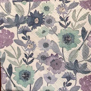 Little Purple/ Green Flowers Cocktail Napkin (set of 2)