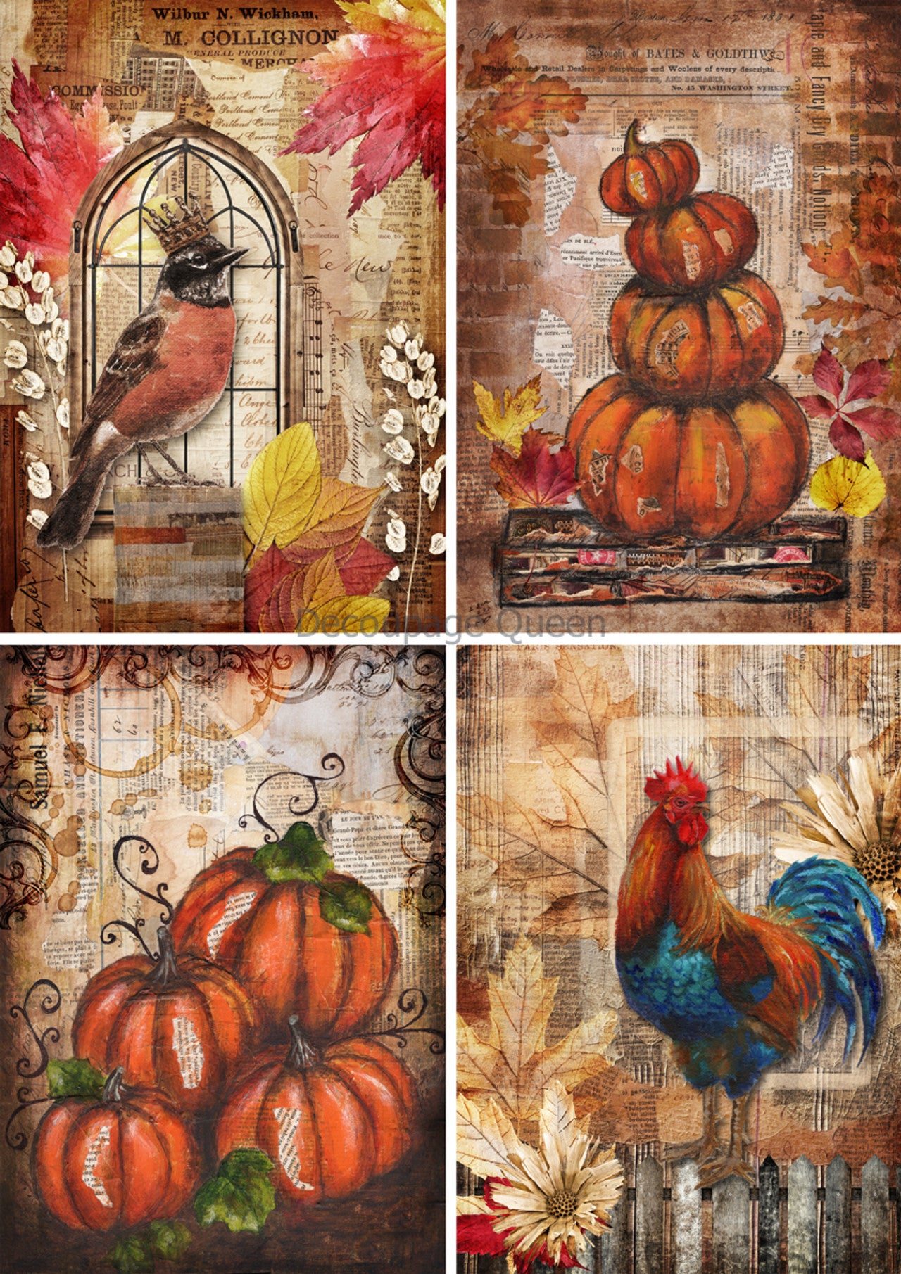 Decoupage Queen Fall Mixed Media #0633