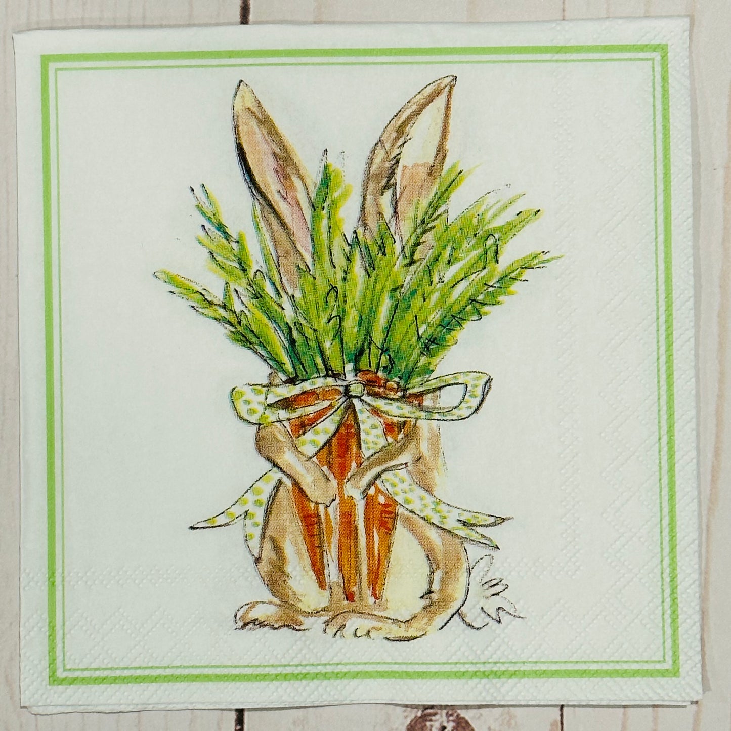 Bunny with Carrots Cocktail Napkin (Set of 2)