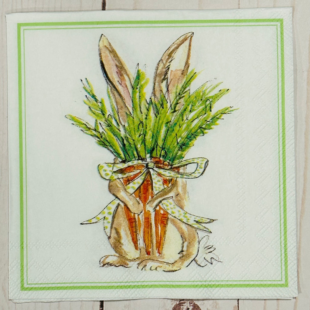 Bunny with Carrots Cocktail Napkin (Set of 2)