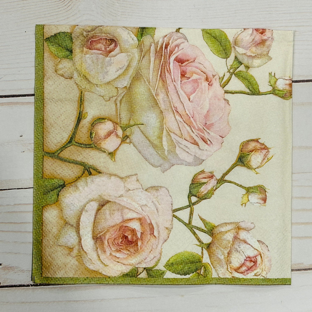 Soft Pink Roses Napkin Set of 2 (Luncheon Size)