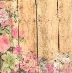Wood Plank Floral LUNCH Napkin (set of 2)
