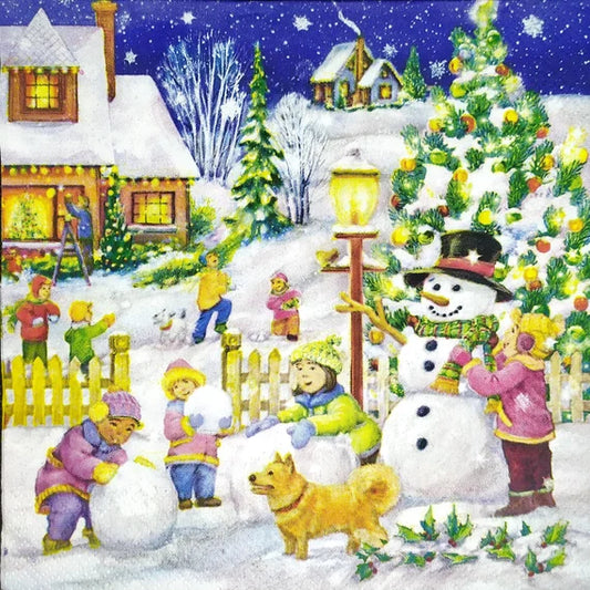 Snowy Winter Village LUNCH Napkin (set of 2)