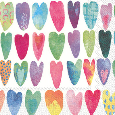 Rainbow Hearts Napkin LUNCH Size (Set of 2)
