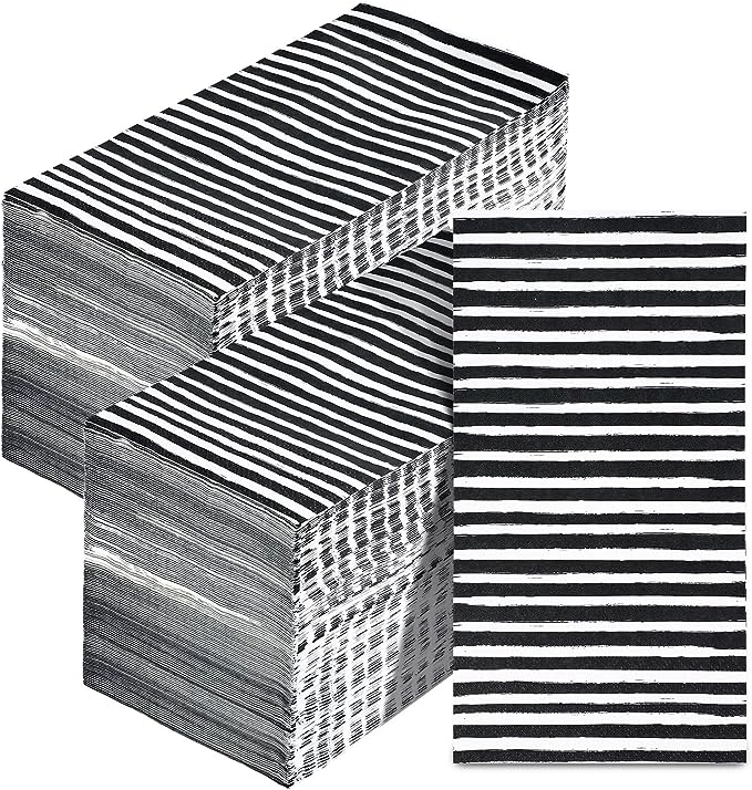 Black & White Stripe Guest Napkin (Set of 2)