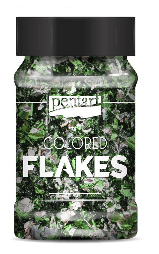Pentart Colored Foil Flakes Green Silver