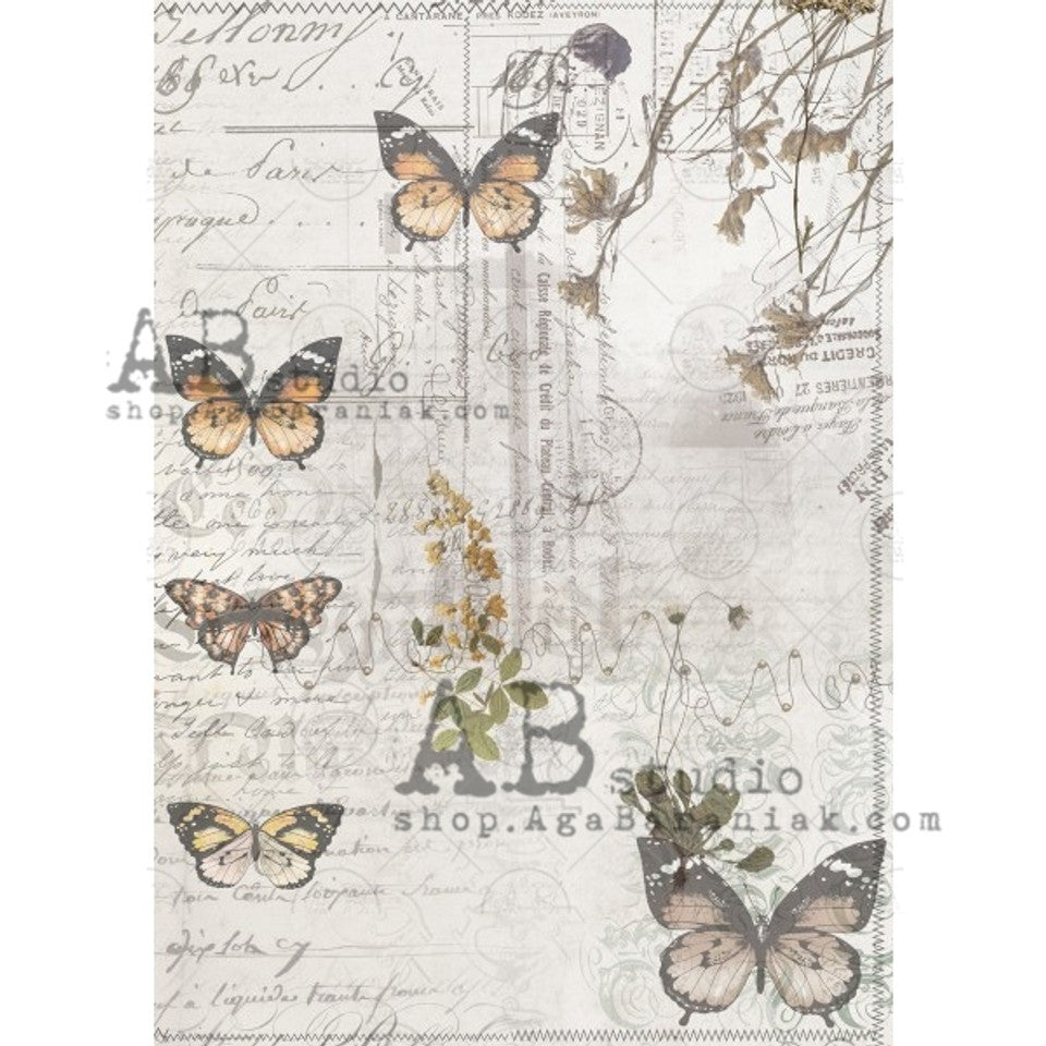 AB Studio Rice Paper A4 Monarch Butterflies #627