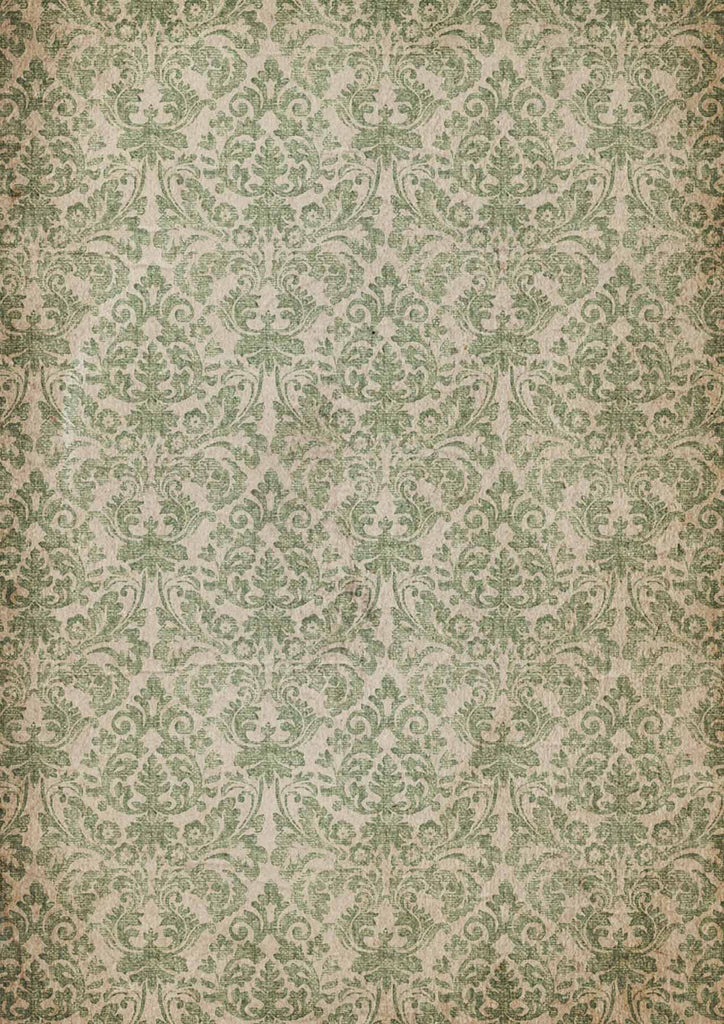 Decoupage Queen Paper Wallpaper Damask Green #0241