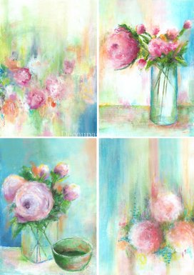 Decoupage Queen Ellen J Goods 4 Cottage Roses #0290