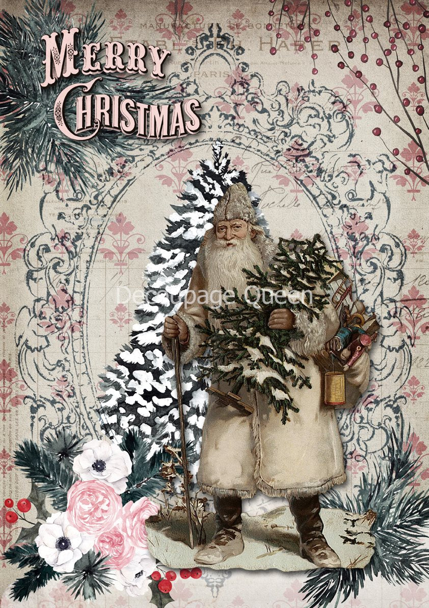 Decoupage Queen Rice Paper Pink Christmas #0370