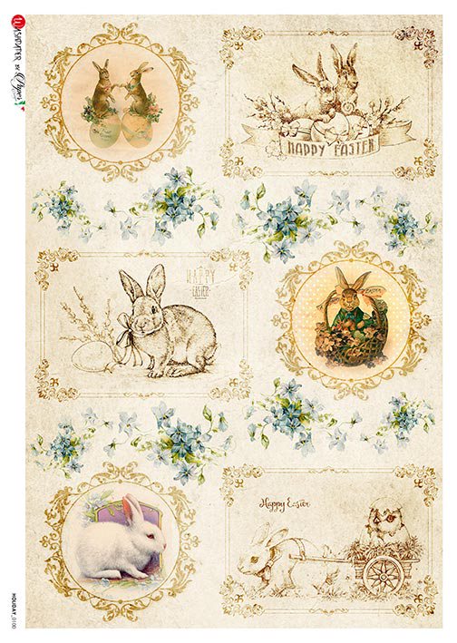 Paper Designs Rice Paper Holiday Easter Bunnies #0100