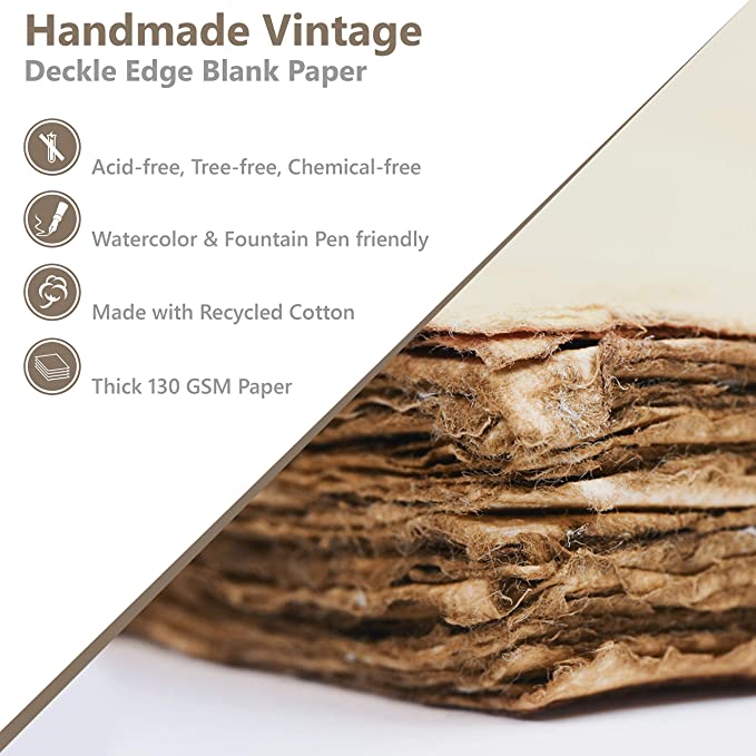 Handmade Antique Blank Paper (5 Sheets)