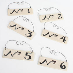 Wooden Rectangle Number Signs (Set of 6)